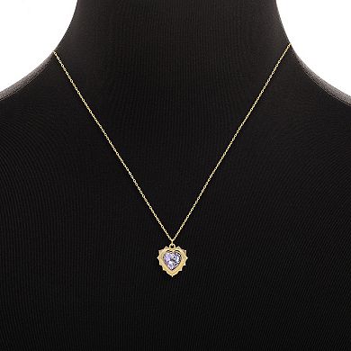 PRIMROSE 14k Gold Flash Plated Crystal Birth Month Heart Pendant Necklace