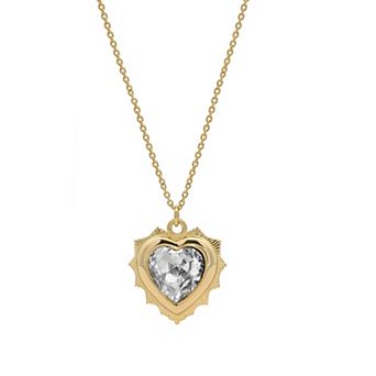 PRIMROSE 14k Gold Flash Plated Crystal Birth Month Heart Pendant Necklace