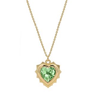 PRIMROSE 14k Gold Flash Plated Crystal Birth Month Heart Pendant Necklace
