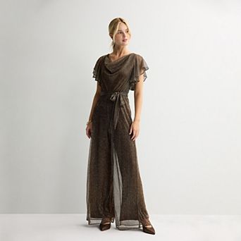 Women's Maison Tara Sequin Cowl Neck Wide-Leg Jumpsuit