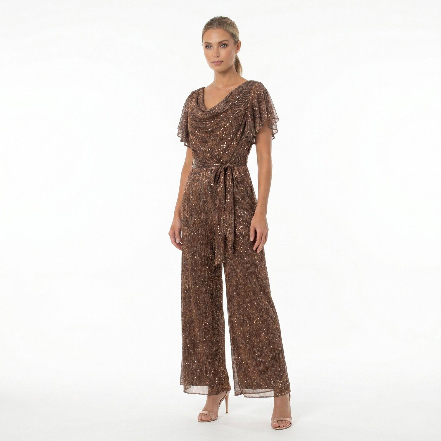 Женский комбинезон Maison Tara Sequin Cowl Neck Wide-Leg Jumpsuit — фото 2
