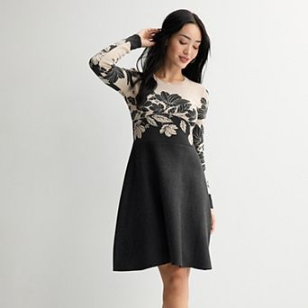 Women's Maison Tara Long Sleeve Floral Fit & Flare Dress