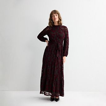 Women's Maison Tara Floral Burnout Mockneck Maxi Dress