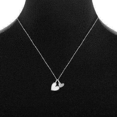 PRIMROSE Mother-of-Pearl Initial Double Heart Beaded Pendant Necklace