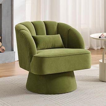 Swivel Armchair, 360° Rotatable Velvet Chair for Living Room Bedroom Office
