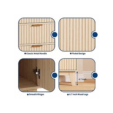 Fluted Buffet Cabinet with Storage and Drawers