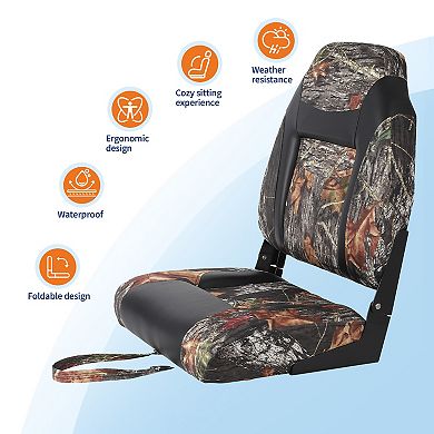 2 Pack High Back Folding Boat Seats - Marine Grade Waterproof & Weather-Resistant Chairs