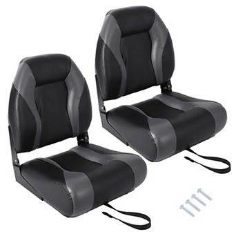 2 Pack High Back Folding Boat Seats - Marine Grade Waterproof & Weather-Resistant Chairs