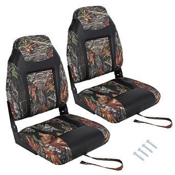 2 Pack High Back Folding Boat Seats - Marine Grade Waterproof & Weather-Resistant Chairs