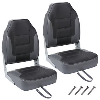 2 Pack High Back Folding Boat Seats - Marine Grade Waterproof & Weather-Resistant Chairs