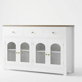 Sideboard Buffet Cabinet with Drawers and Glass Doors