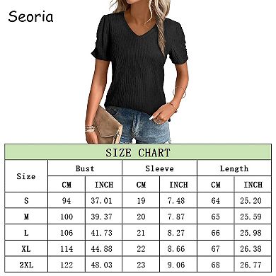 Women's V-Neck Short Sleeve Tee Soft Casual Basic Top in Solid Colors
