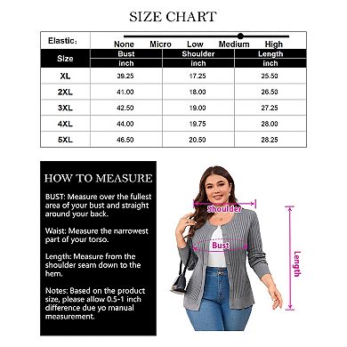 Women Plus Size Cardigan Button Down Sweater Lightweight Jacket