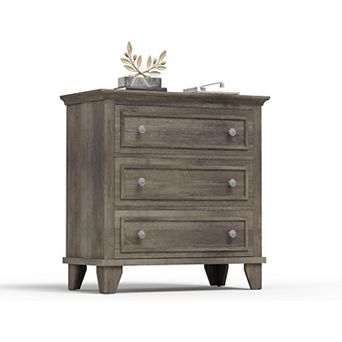 3 Drawer Dresser for Bedroom, Modern Wood Dresser with Metal Handle, Storage Cabinet for Living Room
