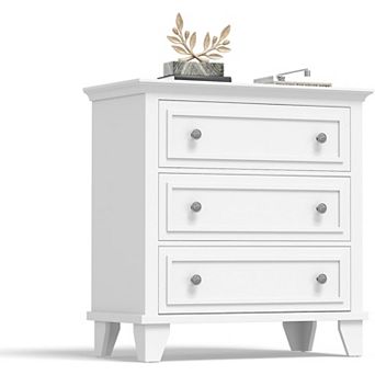 3 Drawer Dresser for Bedroom, Modern Wood Dresser with Metal Handle, Storage Cabinet for Living Room