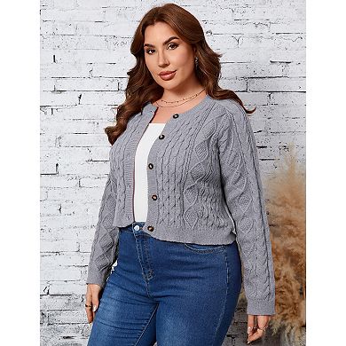 Women Plus Size Cardigan Button Down Sweater Jacket