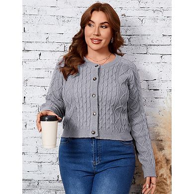 Women Plus Size Cardigan Button Down Sweater Jacket