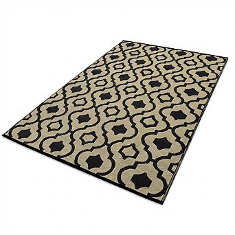 Reversible Outdoor Rug Waterproof Geometric Patio Rug Easy-Clean & Lightweight Area Rug for Porch