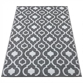 Reversible Outdoor Rug Waterproof Geometric Patio Rug Easy-Clean & Lightweight Area Rug for Porch