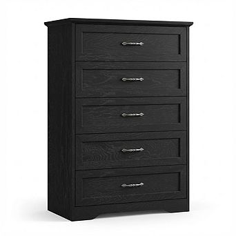 Modern 5-Drawer Dresser, Wooden Tall Chest of Drawers for Bedroom, Living Room, Hallway