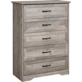 Modern 5-Drawer Dresser, Wooden Tall Chest of Drawers for Bedroom, Living Room, Hallway
