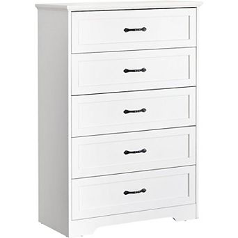 Modern 5-Drawer Dresser, Wooden Tall Chest of Drawers for Bedroom, Living Room, Hallway