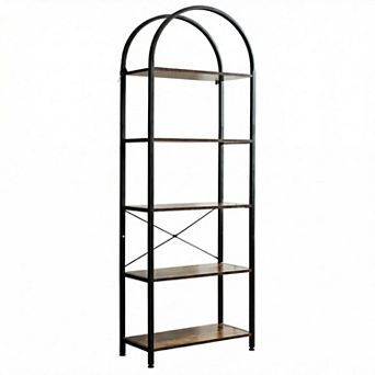 Arched Bookshelf, Industrial 4-5 tier Open Bookcase, Metal Storage Shelf for Living Room&Bedroom