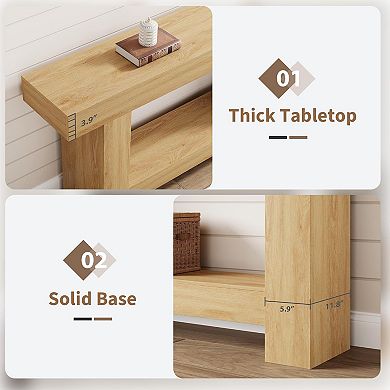 Farmhouse Console Table with Storage Shelf & H-Base