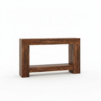 Farmhouse Console Table with Storage Shelf & H-Base
