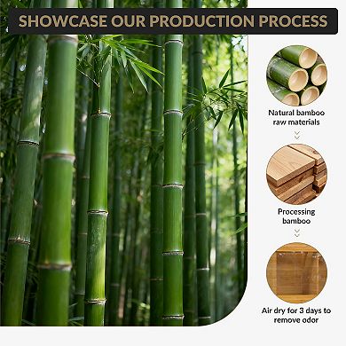 100% Bamboo Utensil Holder,Kitchen Cooking Utensil Organizer with Drying Mat, Wood Silverware Caddy