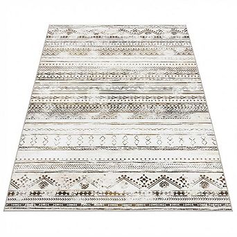 Boho Geometric Indoor Area Rug Distressed Farmhouse Low Pile Accent Rug for Living Room Bedroom