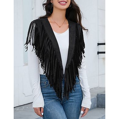 Women's Western Cowgirl Sleeveless Tassel Shawl