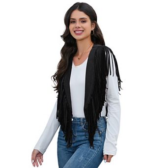 Women's Western Cowgirl Sleeveless Tassel Shawl