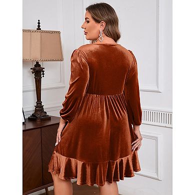 Plus Size Women Long Sleeve Square Neck Dress for Party