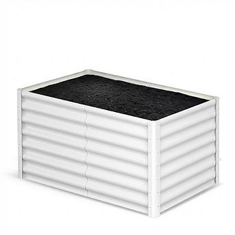 2 pc Galvanized Steel Raised Garden Bed, Open Bottom Design with Safety Edge & Gloves, Outdoor Plant