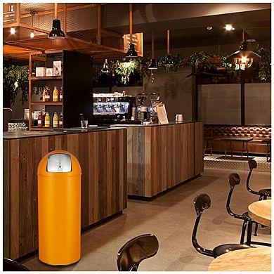 65L/17 Gallon Stainless Steel Trash Can with Square Push Lid, Heavy Duty Commercial Garbage Bin