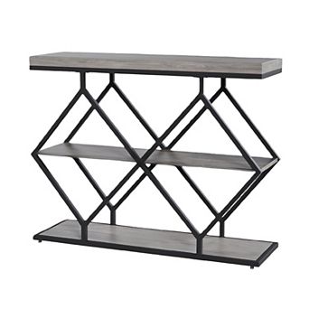 3 tier Entryway Table, Industrial Console Sofa Table with Storage, Accent Table with Open Shelves
