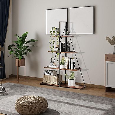 Bookshelf, 4-Tier A-Shaped Ladder Bookcase, Tall Narrow Bookcase for Plants & Decor for Bedroom