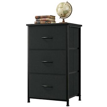 3-Drawer Nightstand Storage Cabinet with Metal Frame, Waterproof Top & Anti-Tip Design