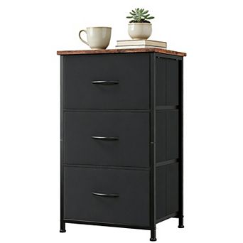 3-Drawer Nightstand Storage Cabinet with Metal Frame, Waterproof Top & Anti-Tip Design