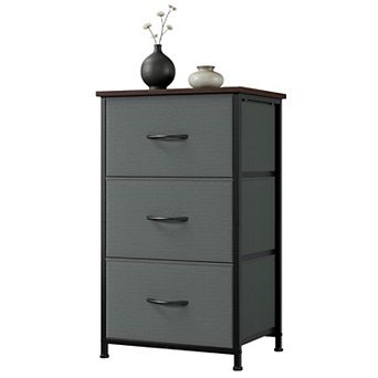 3-Drawer Nightstand Storage Cabinet with Metal Frame, Waterproof Top & Anti-Tip Design