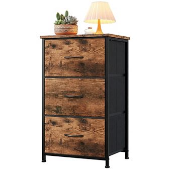 3-Drawer Nightstand Storage Cabinet with Metal Frame, Waterproof Top & Anti-Tip Design