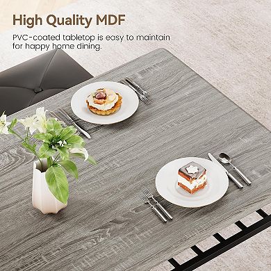 Dining Table Set for 4,Kitchen Table with Two Upholstered Stools and Bench, Dinette Set with Storage