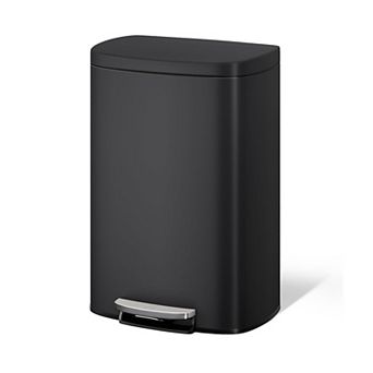 13 Gallon Stainless Steel Kitchen Trash Can with Foot Pedal, Soft-Close Lid, and Inner Bucket