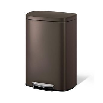 13 Gallon Stainless Steel Kitchen Trash Can with Foot Pedal, Soft-Close Lid, and Inner Bucket