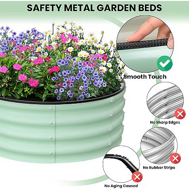 2 Pcs Round Galvanized Raised Garden Bed, Metal Raised Garden Bed Outdoor, Planter Box for Planting