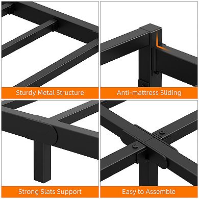 6 Inch Heavy Duty Metal Platform Bed Frame - Steel Slat Support, Easy Assembly, No Box Spring Needed