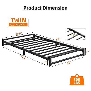 6 Inch Heavy Duty Metal Platform Bed Frame - Steel Slat Support, Easy Assembly, No Box Spring Needed