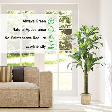 1Pcs Artificial Dracaena Tree - 5.4 ft Tall Fake Dracaena Plant, Faux Topiary Yucca Trees