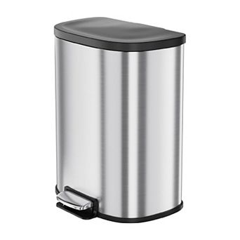 50L Stainless Steel Trash Can with Foot Pedal, Soft-Close Lid & Removable Inner Bucket